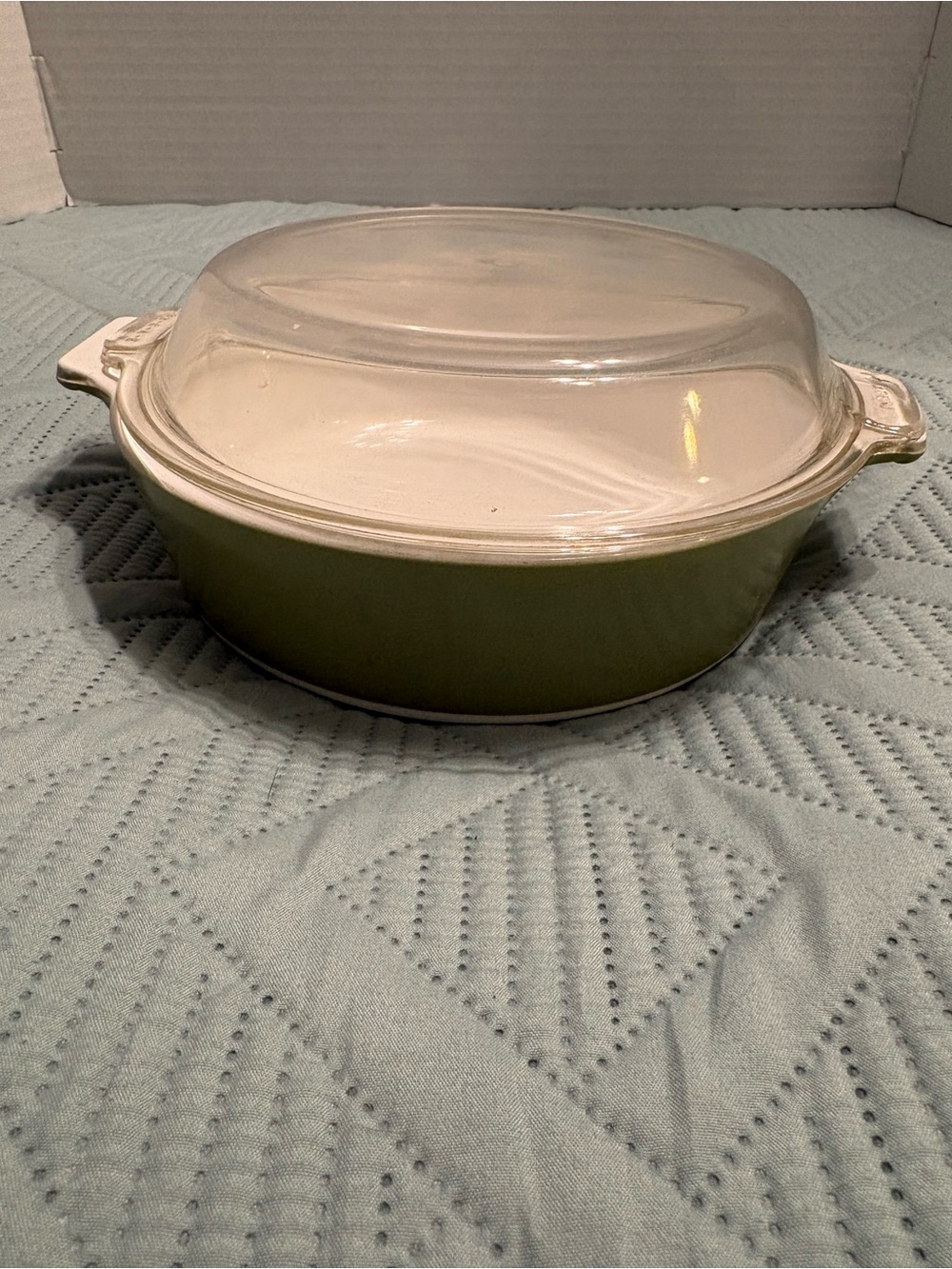 Vintage 1970s CorningWare Avocado Green Covered Casserole Dish W Lid 1 Qt B-1-B